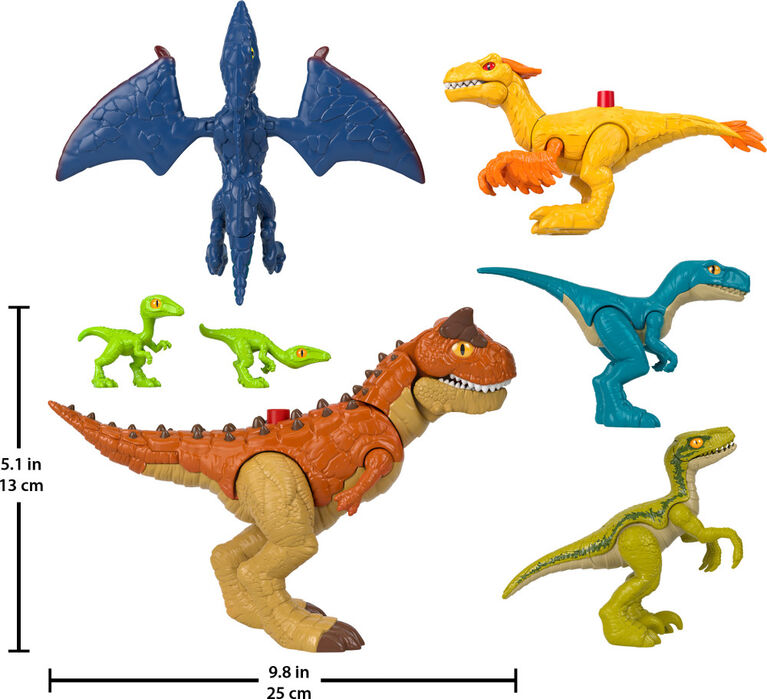Imaginext Jurassic World Dinosaur Pack 7-Piece Figure Set for Preschool Kids