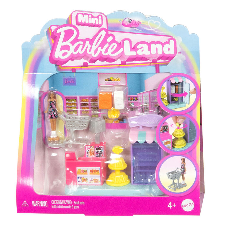 Barbie Mini BarbieLand Collectible Supermarket Playset with 1.5-inch Barbie Doll, Interactive Play Areas for Storytelling Fun Barbie Mini BarbieLand Collectible Supermarket Playset with 1.5-inch Barbie Doll, Interactive Play Areas for Storytelling Fun