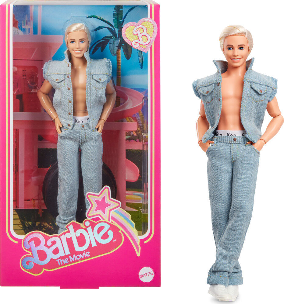 Barbie The Movie Collectible Ken Doll Wearing Denim Matching Set