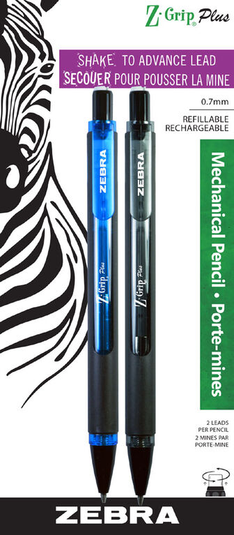 Crayon Mécanique Zebra Zgrip Baril Noir Et Bleu 2Pk