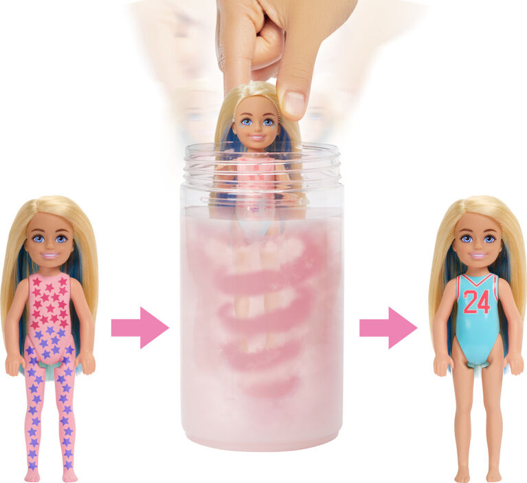 Barbie Color Reveal Sporty Series Chelsea Small Doll with 6 Surprises