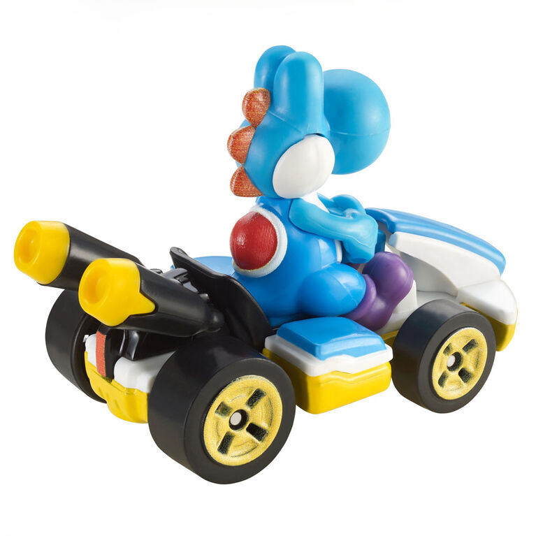 Hot Wheels - Mario Kart - Yoshi Stardard Kart, Bleu