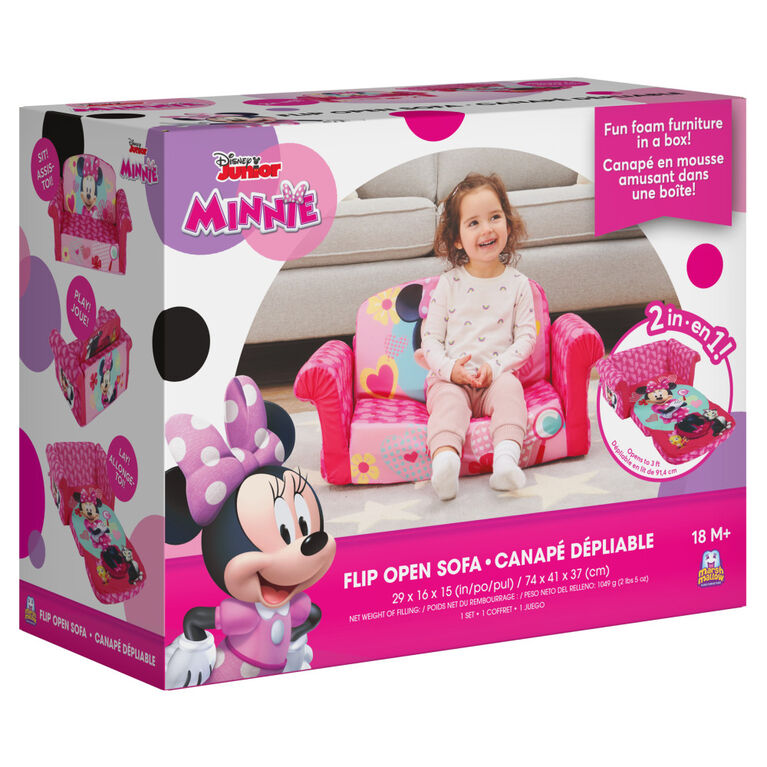 Marshmallow Furniture, Children's 2-in-1 Flip Open Foam Compressed Sofa, Minnie Mouse