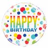 Ballon aluminium rond, 18 " - Rainbow Spots Birthday - Édition anglaise