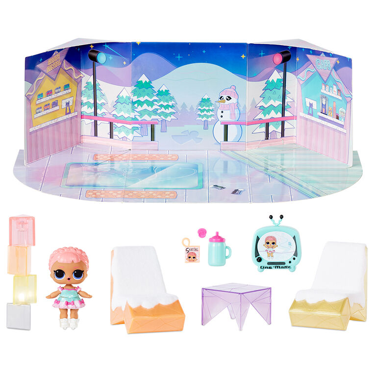 LOL Surprise Winter Chill Hangout Spaces Furniture Playset with Ice Sk8er Doll