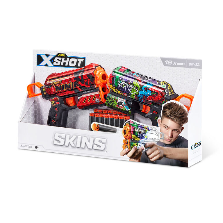 Zuru X-Shot Skins Flux Dart Blaster avec 16 fléchettes (lot de 2)