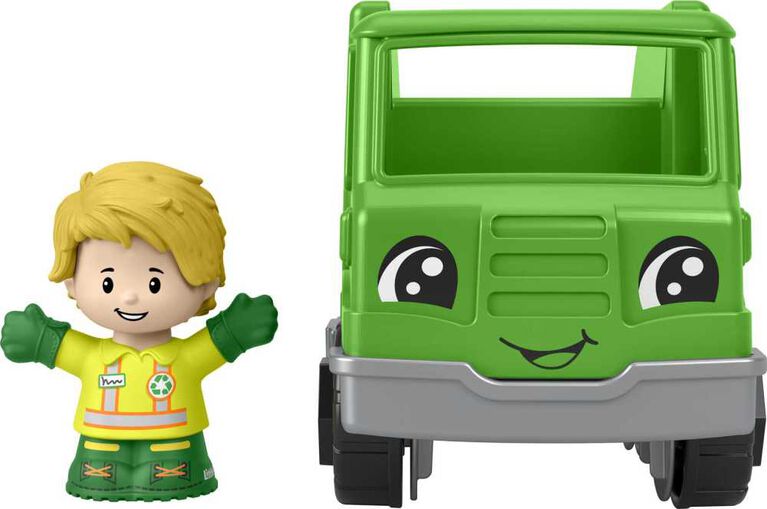 Fisher-Price Little People Recycle Truck and Character Figure Set for Toddlers, 2 Pieces