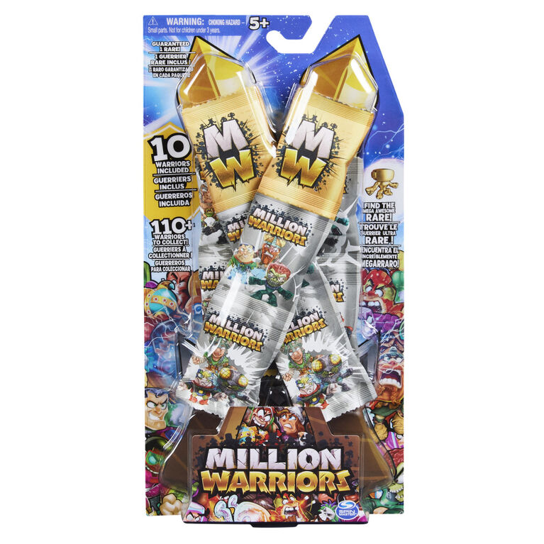 Million Warriors, Coffret de 10 figurines à collectionner, 1 guerrier rare inclus dans chaque coffret (plusieurs modèles disponibles)