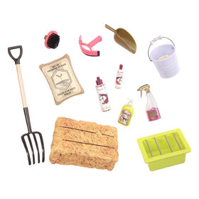Hay And Neigh Care Set, Our Generation, Ensemble de toilettage pour cheval pour poupées de 18 po