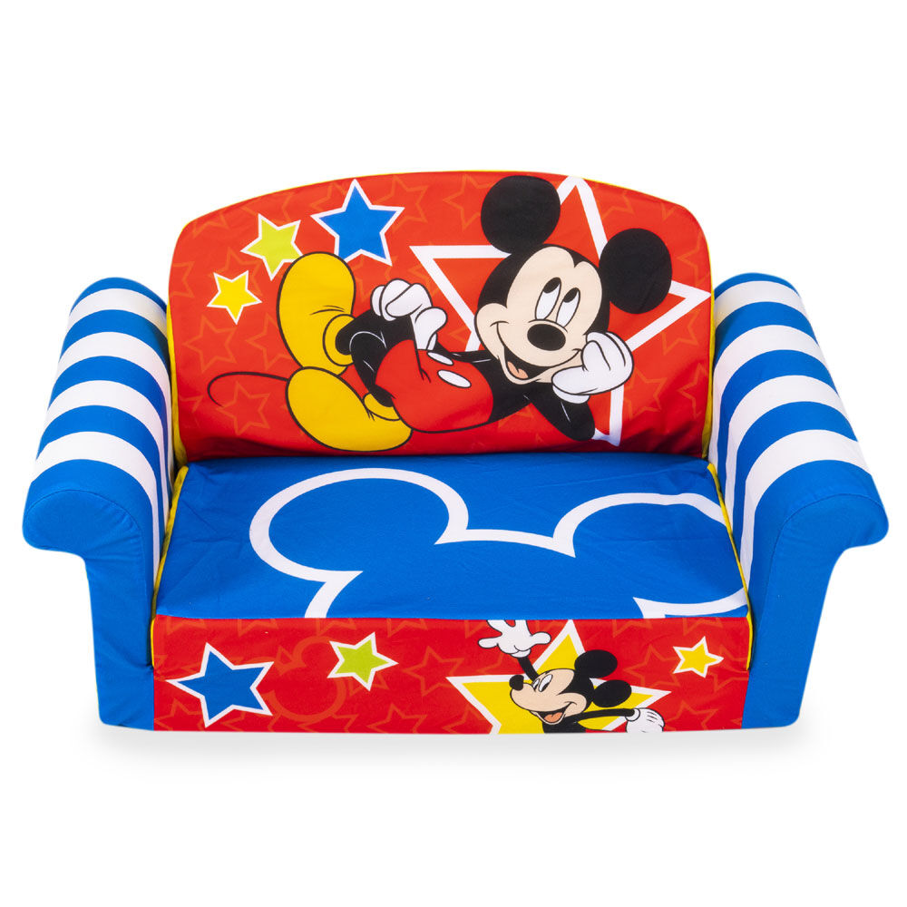Marshmallow Furniture, Children's 2-in-1 Flip Open Foam Sofa, Disney’s Mickey Mouse