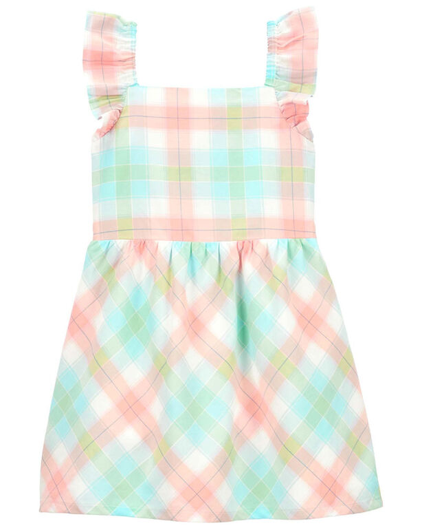 Carter's Plaid Flutter Dress Blue 3T