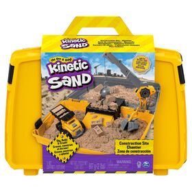 Kinetic Sand, Construction Site Folding Sandbox Playset with Vehicle and 2lbs Kinetic Sand