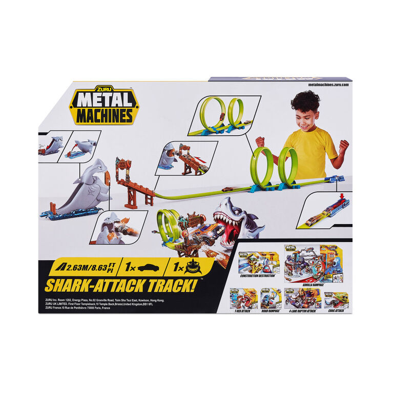 Piste à construire Metal Machines Attaque de requin pour mini voiture de course par ZURU