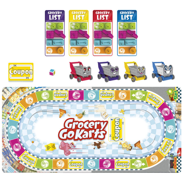 Grocery Go Karts Board Game for Preschoolers and Kids, Building Game with Mini Groceries, Preschool Games for 2-4 Players