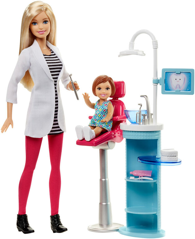 Barbie Carrières - Poupée Dentiste et coffret de jeu.