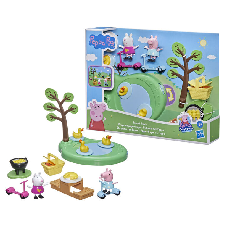 Peppa Pig Peppa's Adventures Peppa's Picnic Playset, Preschool Toy With 2 Figures and 8 Accessories