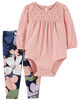 Carter's Two Piece Bodysuit Pant Set Pink  18M