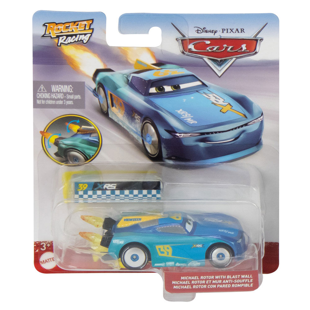 Disney Pixar Cars XRS Rocket Racing Michael Rotor with Blast Wall