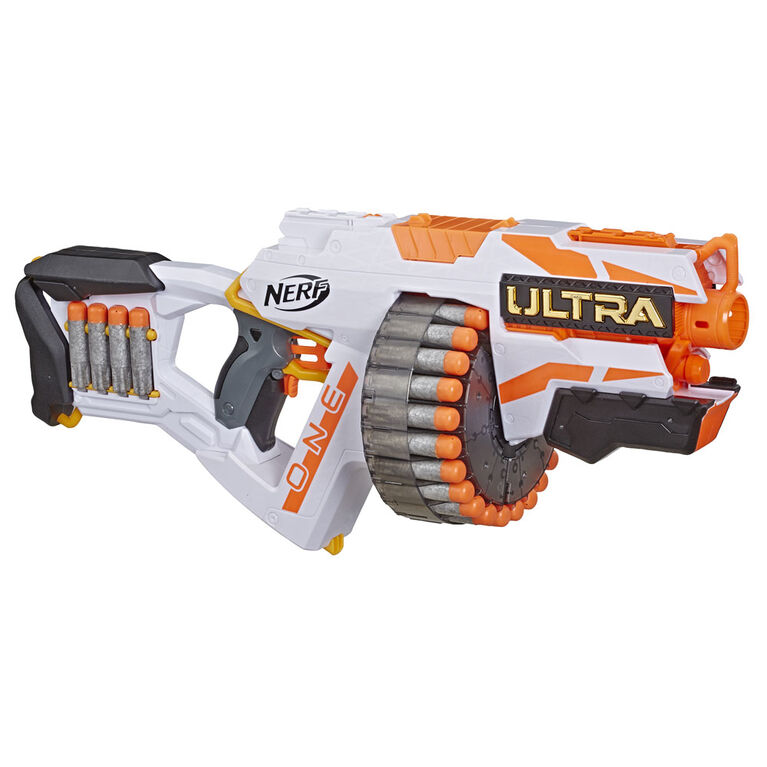Nerf Ultra One Blaster motorisé -- Conception d'avant-garde, barillet haute capacité, 25 fléchettes Nerf Ultra officielles -- la fléchette qui vole encore plus loin