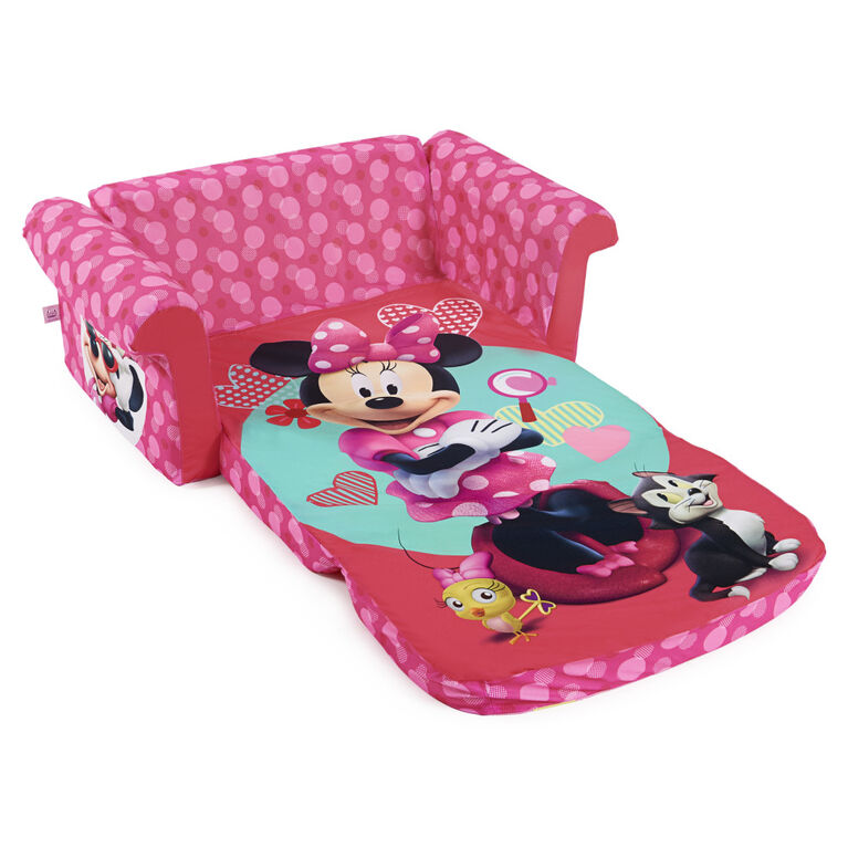 Mobilier Marshmallow - Canapé compressé dépliable en mousse 2-en-1 pour enfants, Minnie Mouse