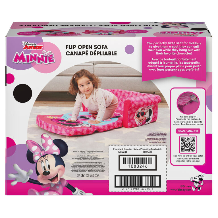 Mobilier Marshmallow - Canapé compressé dépliable en mousse 2-en-1 pour enfants, Minnie Mouse