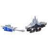 Power Rangers Dino Fury Blue Tricera Blade and Black Stego Spike Zord, Zord Link Mix-and-Match Custom Build System