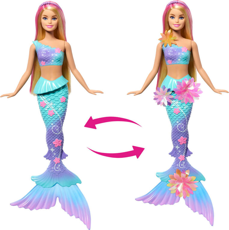 Barbie-Sirène Fleur Magique-Poupée aux longs cheveux blonds