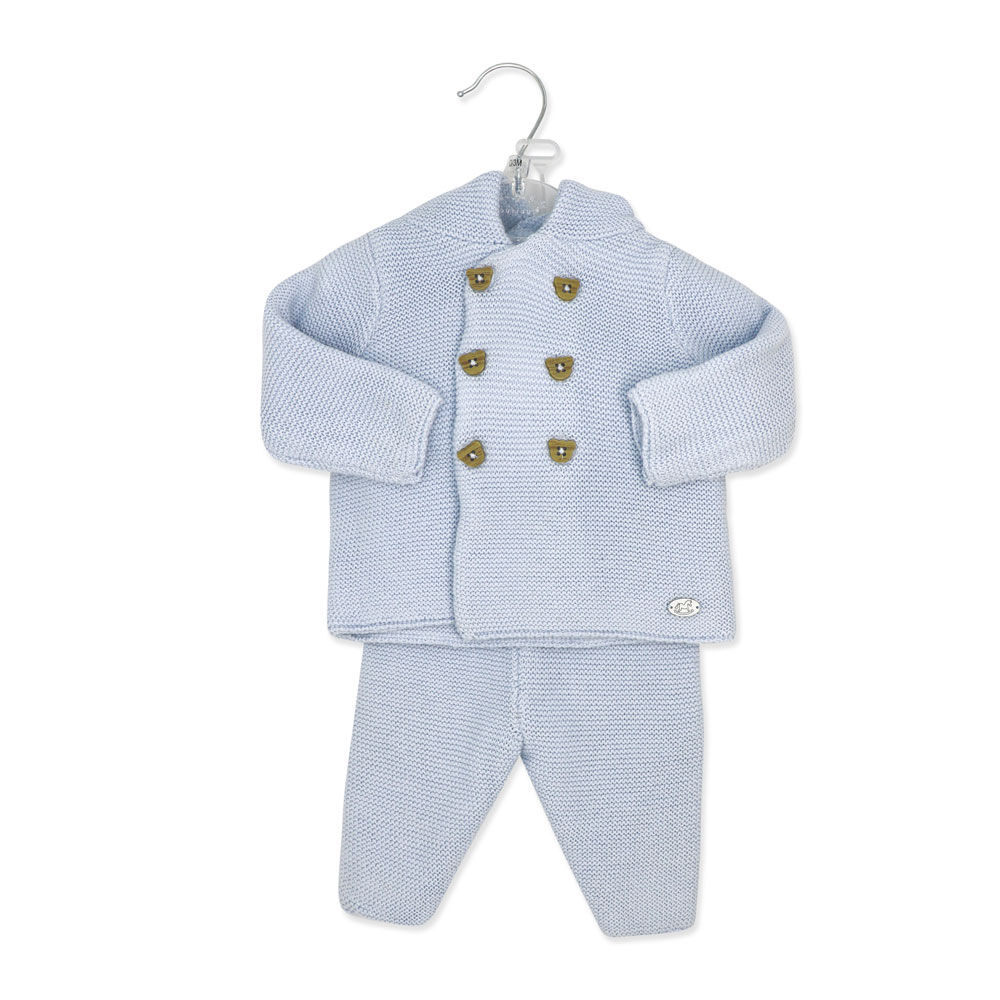 Rock-A-Bye Baby Boutique Blue Knitted 2-Piece Cardigan and Pant Gift Set 0-3M