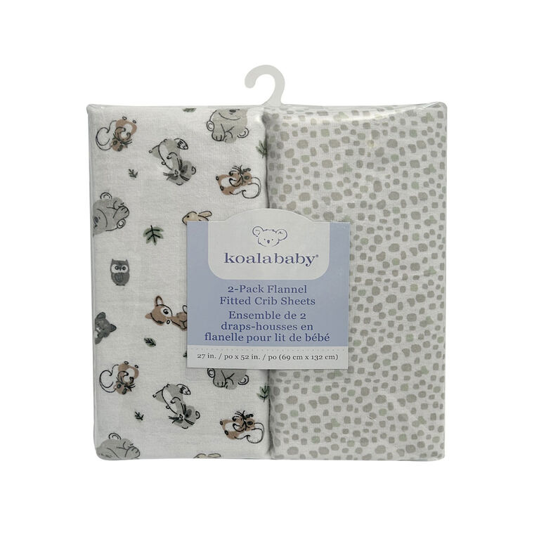 Koala Baby 2 Pack Flannel Sheet Woodland/Dots