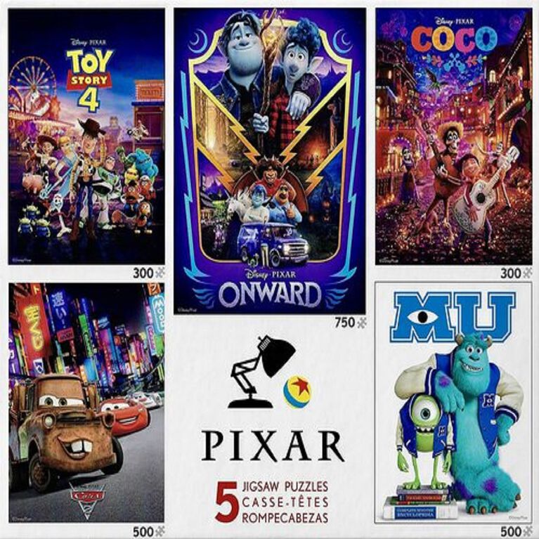Ceaco Disney Pixar 5-in-1 Jigsaw Puzzles - Toy Story 4, Coco, Onward, Monsters Cars