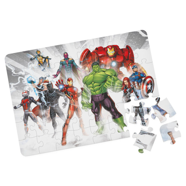 Marvel Avengers, 48-Piece Jigsaw Puzzle Captain America Iron Man Thor Hulk Black Panther Dr. Strange Thanos Tin Box