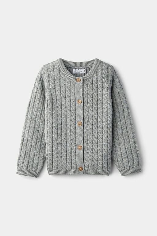 Cable Knit Cardigan Grey 3-4Y