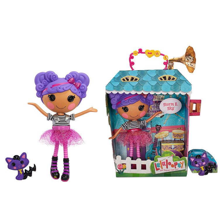 Lalaloopsy Doll - Storm E. Sky with Pet Cool Cat, 13" rocker musician purple doll