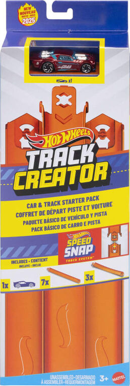 Hot Wheels Track Creator Car & Track Pack with 1:64 Scale Toy Vehicle, 10 Feet of Speed Snap Track