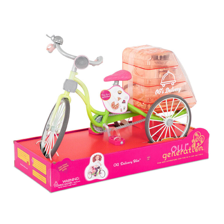 Ensemble Vélo et aliments-jouets pour poupée 46 cm, Delivery Bike, Our Generation