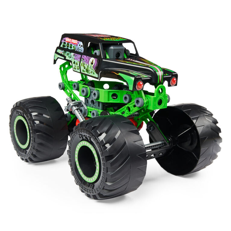 Meccano Junior, Kit de construction STEM, Monster truck Monster Jam Grave Digger officiel avec moteur à rétrofriction