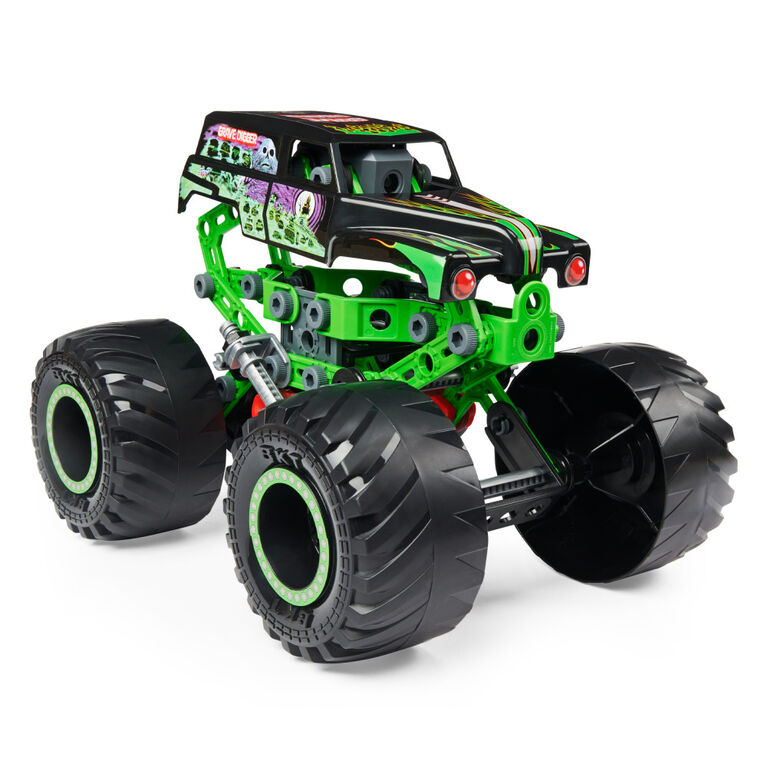 Meccano Junior, Official Monster Jam Grave Digger Monster Truck STEM Model Building Kit with Pull-back Motor