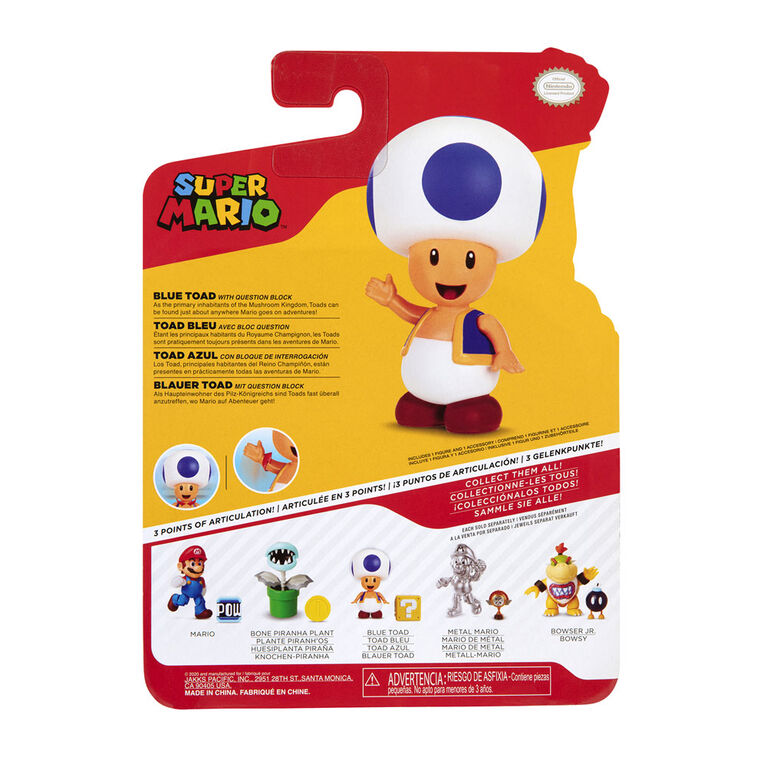 Super Mario 4" Figures Wave 21 -Blue Toad with Question Block
