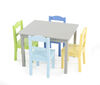 Tot Tutors Kids Wood Table & 4 Chairs Set, Elements - Grey/Multi