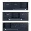 Ulysses Bookcase Headboard with Storage and Sliding Doors- Blueberry