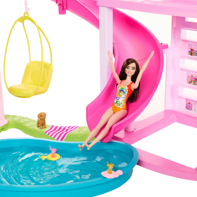 Barbie Dream House Doll house with Pool, Slide & Elevator : : Toys  & Games