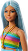 Barbie Fashionistas Doll #218 with Blue Hair, Rainbow Top & Teal Skirt, 65th Anniversary