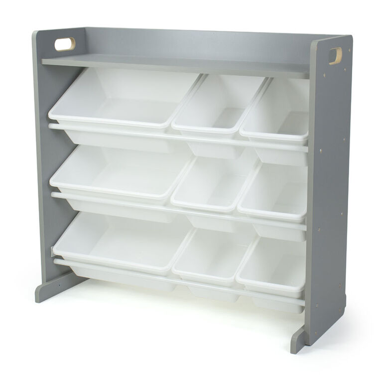 Toy Organizer with Shelf and 9 Bins, Grey