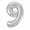 Silver Number 9 Shaped Foil Balloon 34"