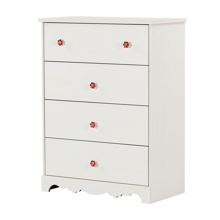 Lily Rose 4-Drawer Chest Dresser- White Wash