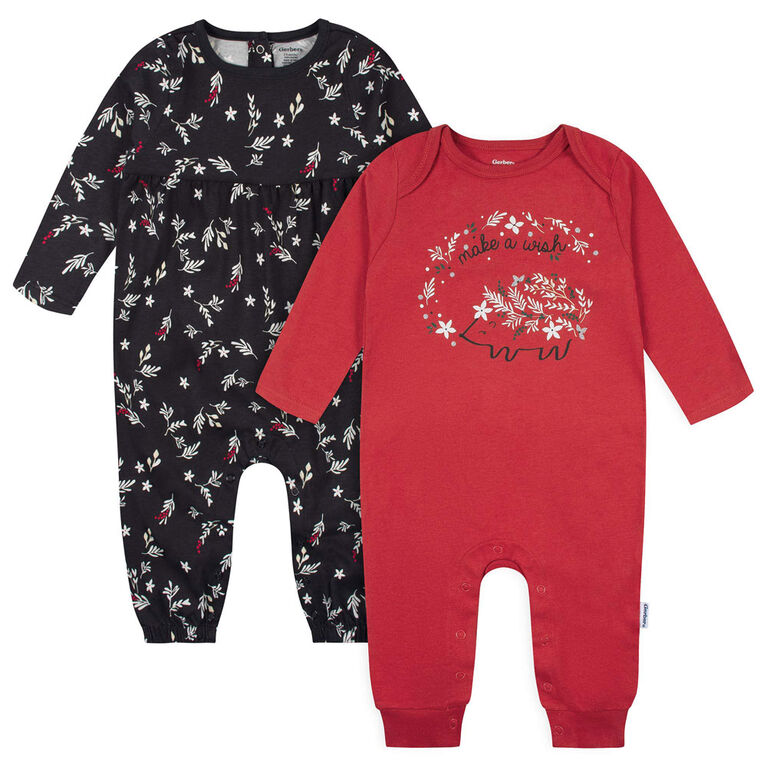 Gerber Childrenswear - Lot de 2 Barboteuses - Wish - Rouge 24 mois