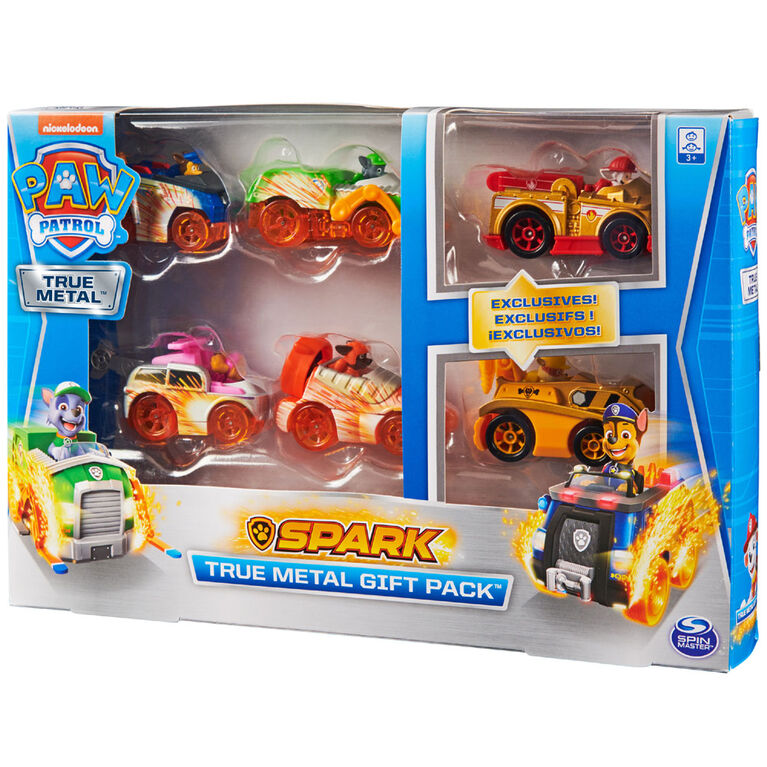 PAW Patrol, True Metal Spark Gift Pack of 6 Collectible Die-Cast Vehicles, 1:55 Scale