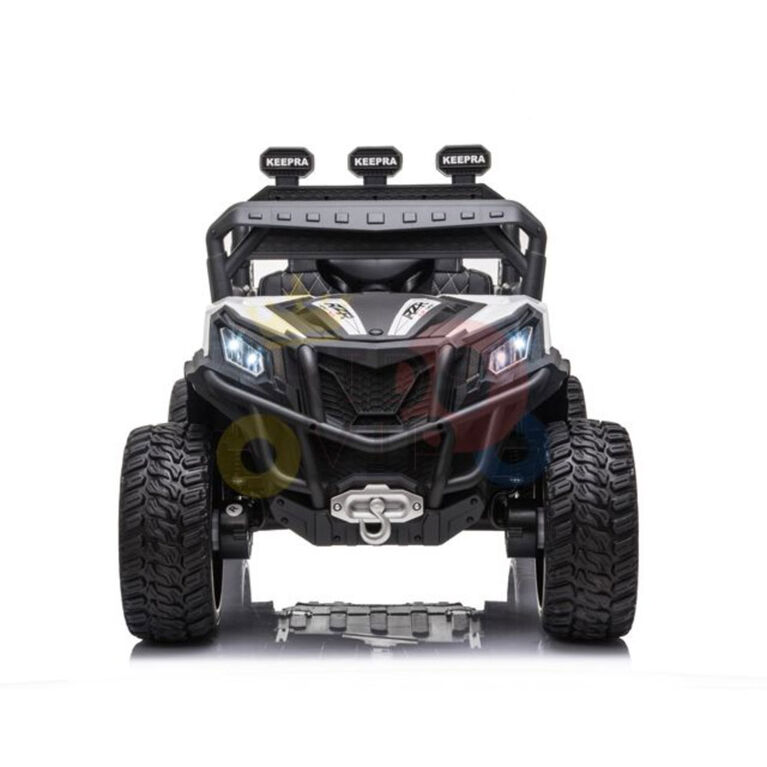 KidsVip 12V Enfants et Tout-Petits 4WD Junior Sport Utility UTV Voiture Eléctrique avec Commande à Distance - Blanc - Édition anglaise