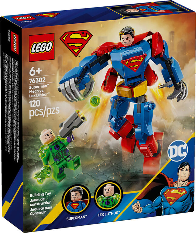 LEGO DC Superman Mech vs. Lex Luthor Building Toy - Buildable Action Figure - Superhero Gift - 76302