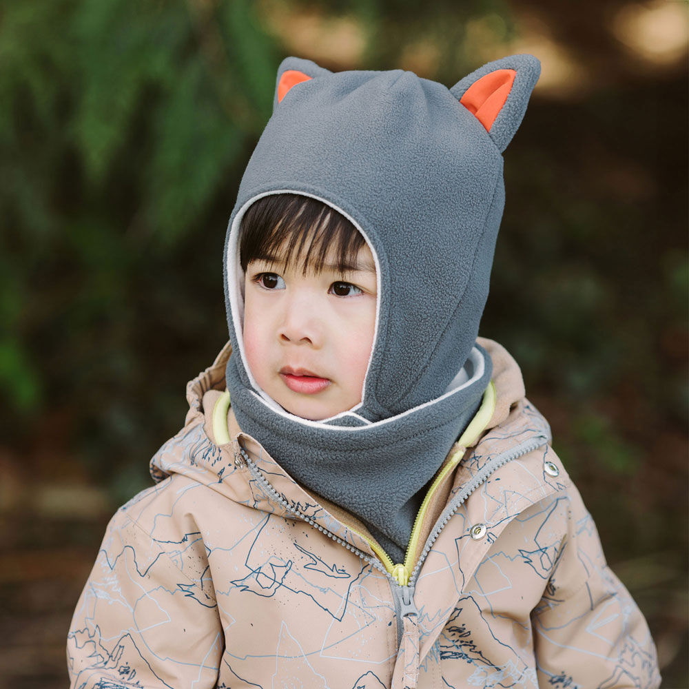 Kids Fleece Animal Hats | Grey Fox